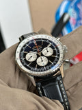 Breitling Navitimer B01 Chronograph 46 Black Dial Black Leather Strap Watch for Men - AB0137211B1P1 Buy Now By Breitling