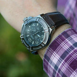 Guess Rigor Analog Quartz Black Dial Brown Leather Strap Watch For Men - W0040G2 Buy Now By Guess