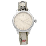 Burberry The Classic Guilloche Silver Dial Grey Leather Strap Watch for Women - BU10113 Buy Now By Burberry