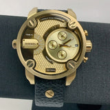 Diesel Mr Daddy Gold Dial Black Leather Strap Watch For Men - DZ7363 Buy Now By Diesel