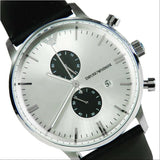 Emporio Armani Gianni White Dial Black Leather Strap Watch For Men - AR0385 Buy Now By Emporio Armani