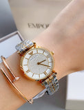 Emporio Armani Gianni T Bar Analog White Dial Two Tone Steel Strap Watch For Women - AR2076 Buy Now By Emporio Armani
