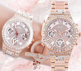 Guess Moonlight Multi Function Diamonds White Dial Rose Gold Steel Strap Watch for Women - GW0320L3 Buy Now By Guess