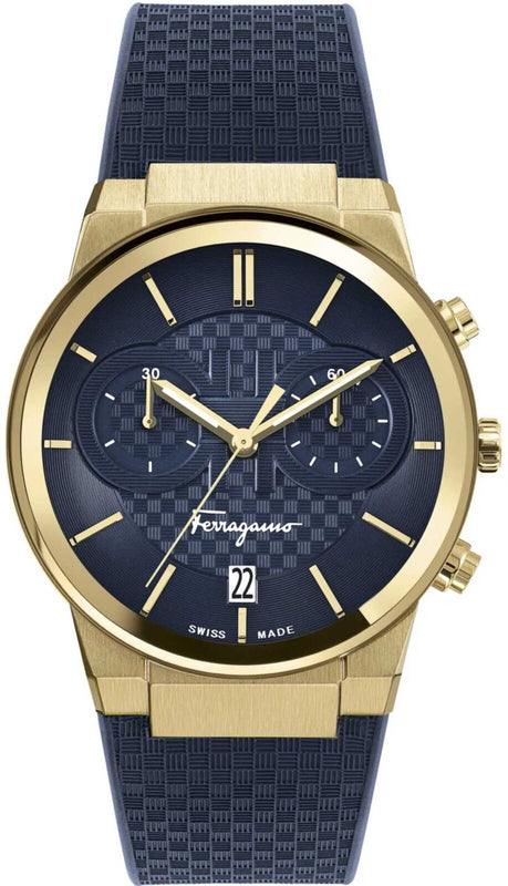 Salvatore Ferragamo Sapphire Chrono Blue Dial Blue Silicone Strap Watch for Men - SFME00221 Buy Now By Salvatore Ferragamo