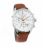 Hugo Boss Grand Prix White Dial Brown Leather Strap Watch for Men - 1513475 Buy Now By Hugo Boss