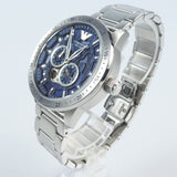Emporio Armani Mario Chronograph Automatic Blue Dial Silver Steel Strap Watch For Men - AR60052 Buy Now By Emporio Armani