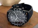 Emporio Armani Mario Chronograph Quartz Black Dial Black Nylon Strap Watch For Men - AR11453 Buy Now By Emporio Armani