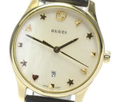 Gucci G-Timeless Mother of Pearl Dial Black Leather Strap Watch For Women - YA126589 Buy Now By Gucci