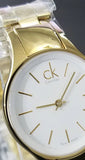 Calvin Klein Simplicity White Dial Gold Steel Strap Watch for Women - K4323212 Buy Now By Calvin Klein