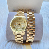 Michael Kors Runway Chronograph Analog Gold Dial Gold Steel Strap Watch for Women - MK7452 Buy Now By Michael Kors