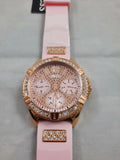 Guess Frontier Diamonds Rose Gold Dial Pink Rubber Strap Watch For Women - W1160L5 Buy Now By Guess