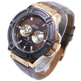 Guess Rigor Analog Brown Dial Brown Leather Strap Watch For Men - W0040G3 Buy Now By Guess