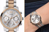 Guess Mini Sunrise Analog Silver Dial Two Tone Steel Strap Watch For Women - W0448L4 Buy Now By Guess