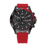 Tommy Hilfiger Multifunction Quartz Black Dial Red Rubber Strap Watch for Men - 1791722 Buy Now By Tommy Hilfiger