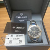 Tag Heuer Aquaracer Quartz Chronograph Black Dial Silver Steel Strap Watch for Men - CAY1110.BA0927