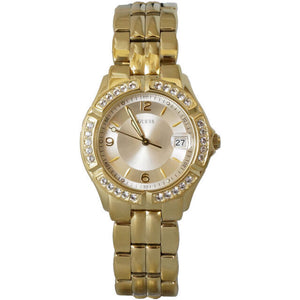 Guess Dazzling Diamonds Gold Dial Gold Steel Strap Watch for Women - W85110L1 Buy Now By Guess