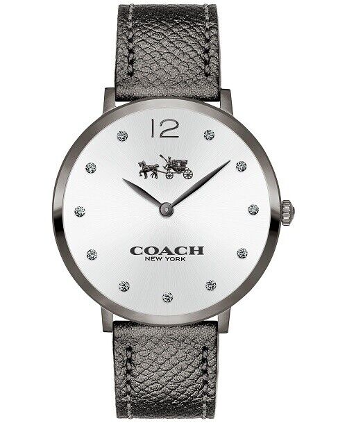 Coach Slim Easton Silver Dial Grey Leather Strap Watch for Women - 14502686 Buy Now By Coach
