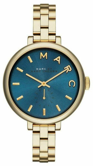 Marc Jacobs Sally Blue Dial Gold Steel Strap Watch for Women - MBM3366 Buy Now By Marc Jacobs