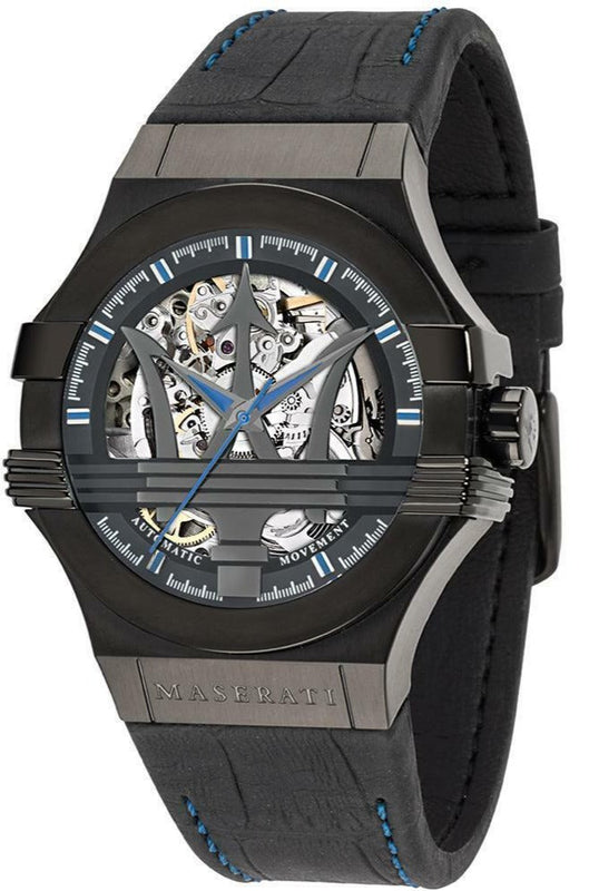 Maserati Potenza Automatic Black Dial Black Leather Strap Watch For Men - R8821108009 Buy Now By Maserati