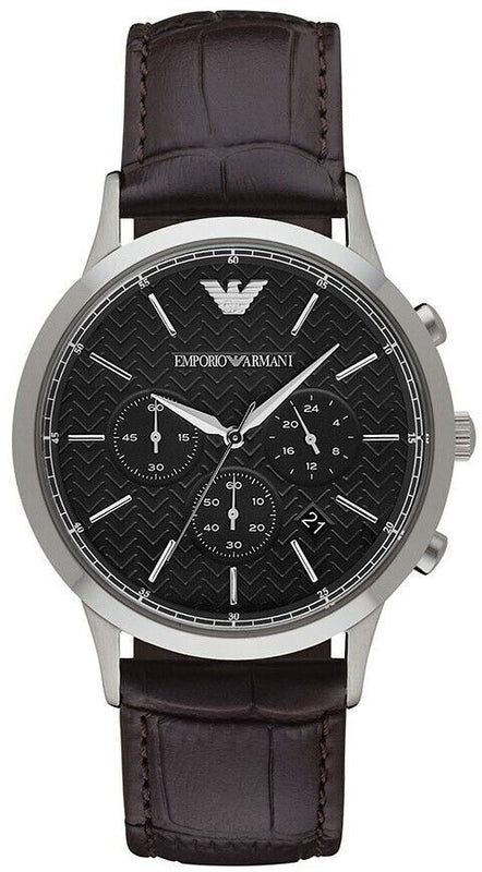 Emporio Armani Renato Chronograph Black Dial Brown Leather Strap Watch For Men - AR2482 Buy Now By Emporio Armani