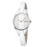 Calvin Klein Rebel White Dial White Leather Strap Watch for Women - K8P231L6 Buy Now By Calvin Klein