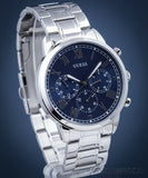 Guess Hendrix Chronograph Blue Dial Silver Steel Strap Watch for Men - W1309G1 Buy Now By Guess