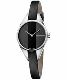 Calvin Klein Rebel Black Grey Dial Black Leather Strap Watch for Women - K8P231C1 Buy Now By Calvin Klein