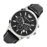 Emporio Armani Renato Chronograph Black Dial Black Leather Strap Watch For Men - AR2447 Buy Now By Emporio Armani
