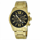 Guess Optic Multifunction Black Dial Gold Steel Strap Watch for Men - W0193G1 Buy Now By Guess