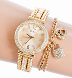 Guess Gala Diamonds Gold Dial Gold Steel Strap Watch for Women - GW0401L2 Buy Now By Guess