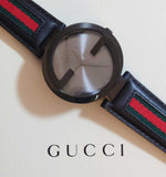 Gucci Interlocking G XL Black Dial Red & Green Leather Strap Watch For Men - YA133206 Buy Now By Gucci
