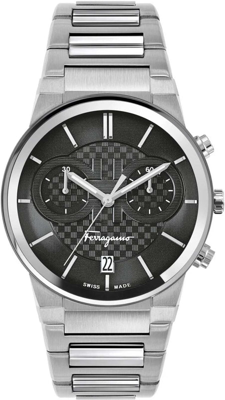 Salvatore Ferragamo Sapphire Chrono Black Dial Silver Steel Strap Watch for Men - SFME00321 Buy Now By Salvatore Ferragamo