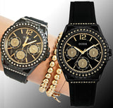 Guess Starlight Black Dial Black Rubber Strap Watch for Women - W0846L1 Buy Now By Guess