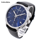 Calvin Klein Chronograph Blue Dial Black Leather Strap Watch for Men - K8Q371CN Buy Now By Calvin Klein