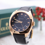 Gucci GG2570 Quartz Black Dial Black Leather Strap Watch For Men - YA142309 Buy Now By Gucci