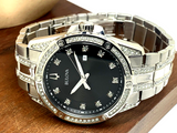 Bulova Crystal Collection Black Dial Silver Steel Strap Watch for Men - 96K104 Buy Now By Bulova