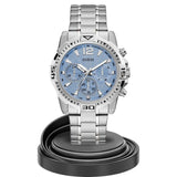 Guess Commander Chronograph Blue Dial Silver Steel Strap Watch for Men - GW0056G2 Buy Now By Guess