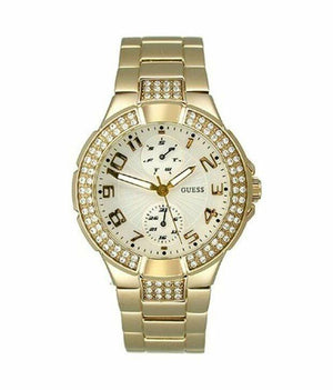 Guess Mini Prism Diamonds White Dial Gold Steel Strap Watch for Women - W15072L1 Buy Now By Guess