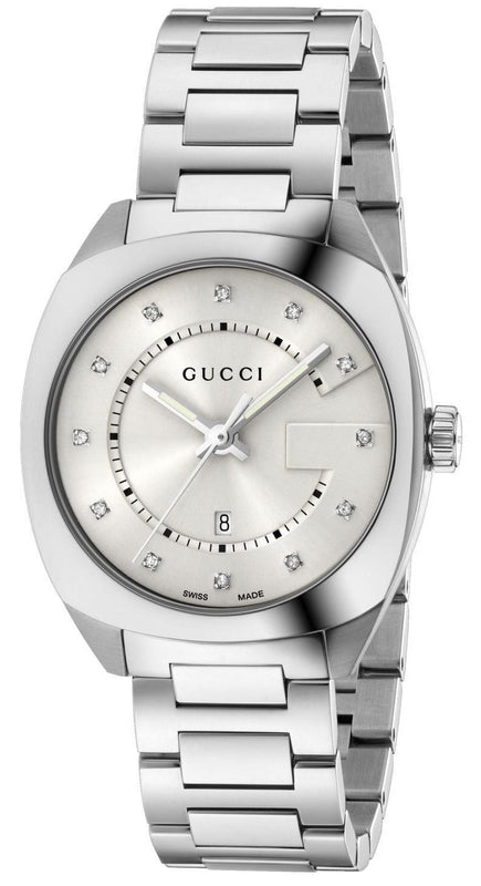 Gucci GG2570 Diamonds White Dial Silver Steel Strap Watch For Women - YA142403 Buy Now By Gucci