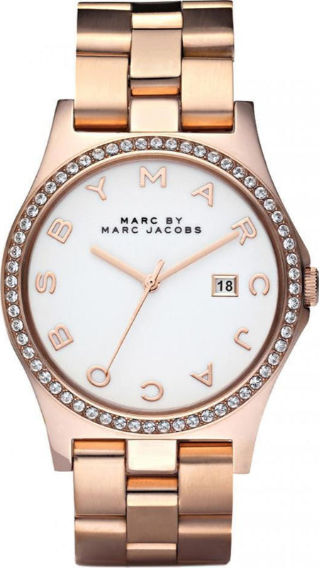 Marc Jacobs Henry Diamonds White Dial Rose Gold Steel Strap Watch for Women - MBM3079 Buy Now By Marc Jacobs