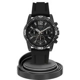 Guess Commander Black Dial Black Rubber Strap Watch for Men - GW0211G3 Buy Now By Guess