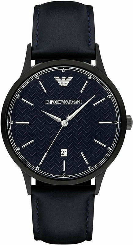 Emporio Armani Renato Quartz Blue Dial Blue Leather Strap Watch For Men - AR11190 Buy Now By Emporio Armani