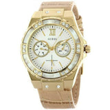 Guess Limelight Quartz Silver Dial Golden Leather Strap Watch For Women - W0775L2 Buy Now By Guess
