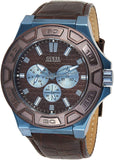 Guess Force Quartz Brown Dial Brown Leather Strap Watch For Men - W0674G5 Buy Now By Guess