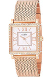 Guess Highline Off White Dial Rose Gold Stainless Steel Mesh Strap Watch For Women - W0826L3