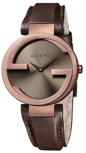 Gucci Interlocking Brown Dial Brown Leather Strap Watch For Women - YA133309 Buy Now By Gucci