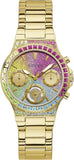 Guess Sugarrush Quartz Multicolor Dial Gold Steel Strap Watch For Women - GW0258L1 Buy Now By Guess