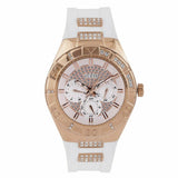 Guess Luna Diamonds White Dial White Rubber Strap Watch for Women - W0653L4 Buy Now By Guess