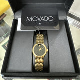 Movado Veturi Black Dial Gold Steel Strap Watch for Women - 0606935 Buy Now By Movado