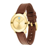 Movado Bold Gold Dial Brown Leather Strap Watch for Women - 3600437 Buy Now By Movado